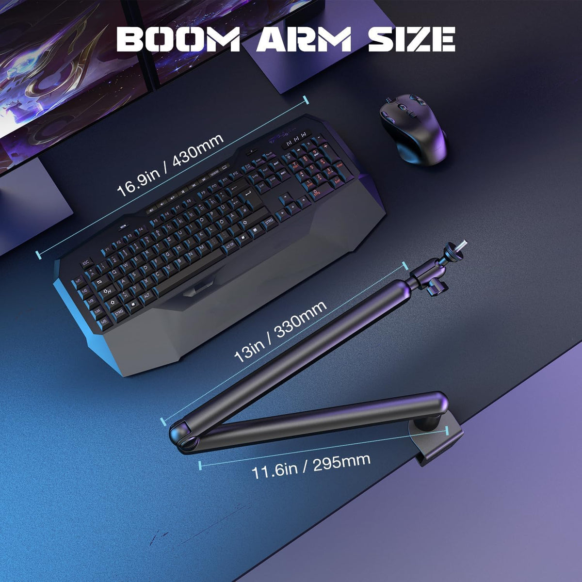 BM88 Low Profile Microphone Boom Arm Stand for Gaming Streaming