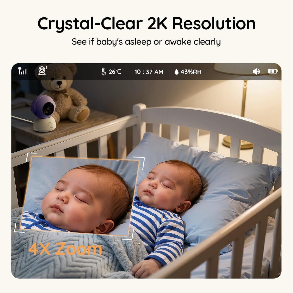 2K Wifi Baby Monitor with App, 5" Night Vision, Safe Encrypted, 2026