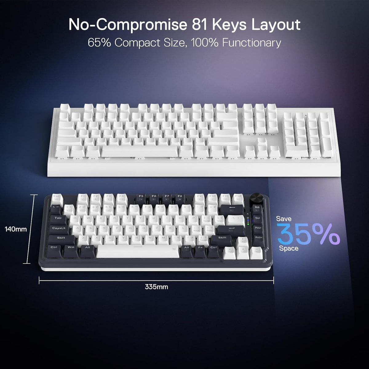 K673 PRO Wireless 81-Key RGB Gasket Gaming Keyboard, Scroll Knob
