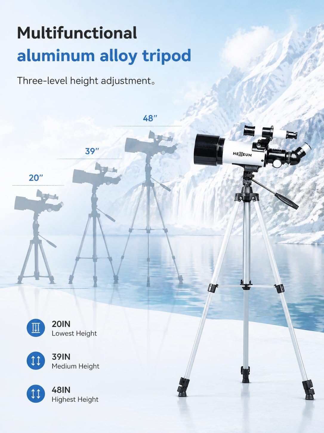 Telescope for Kids, 70Mm/500Mm AZ Refractor for Beginners, White