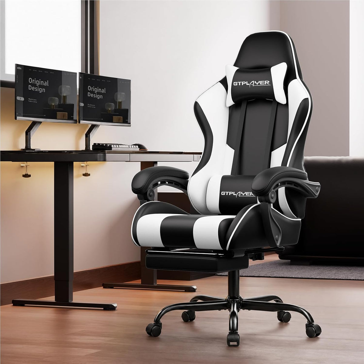 ThroneX Gaming Chair with Footrest & Lumbar Support