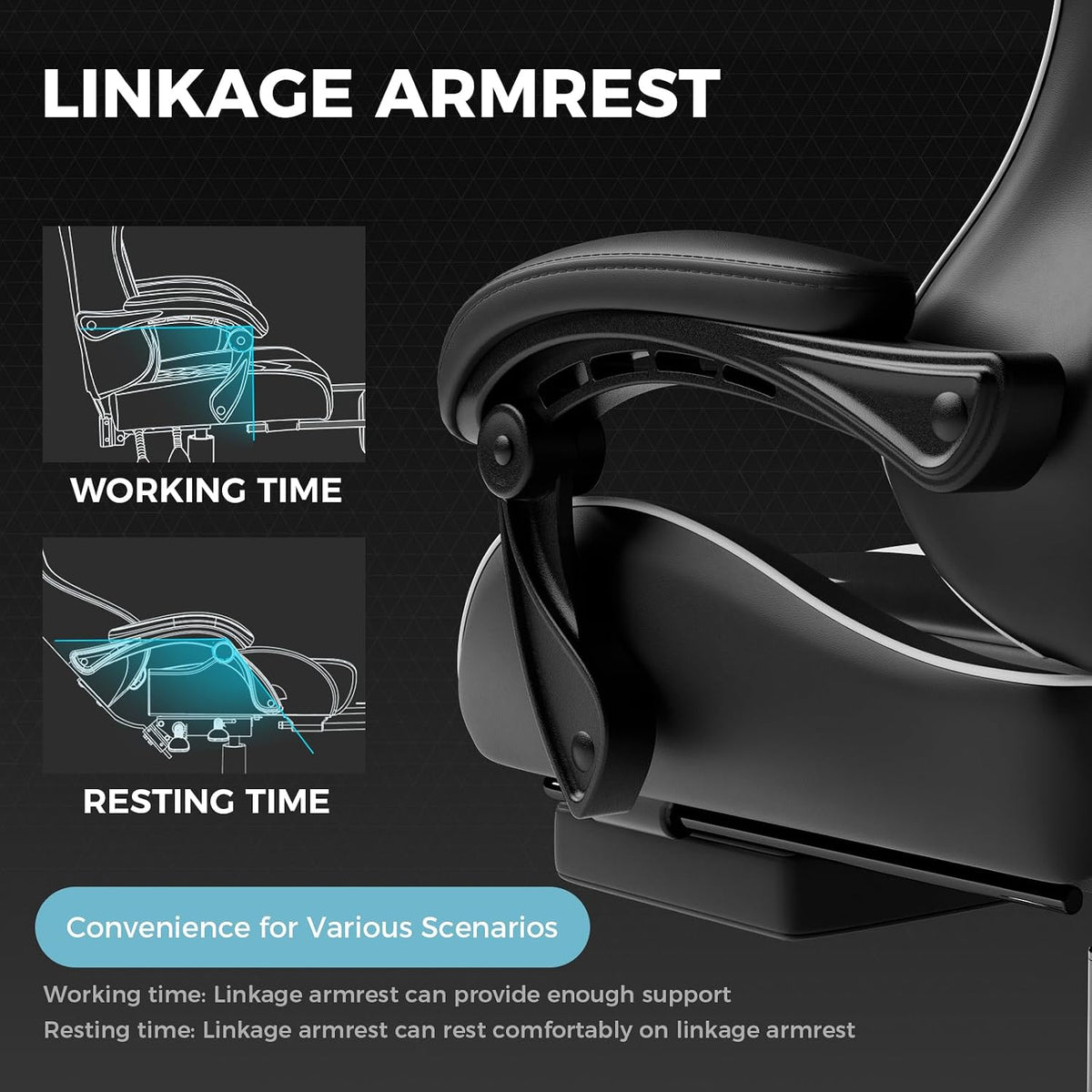 ThroneX Gaming Chair with Footrest & Lumbar Support