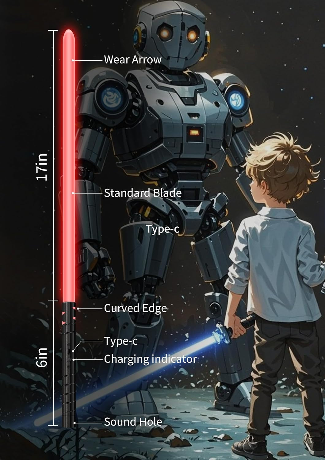 Lightsaber, Light Saber for Kids, 20 RGB Colors, 4 FX Sound Modes