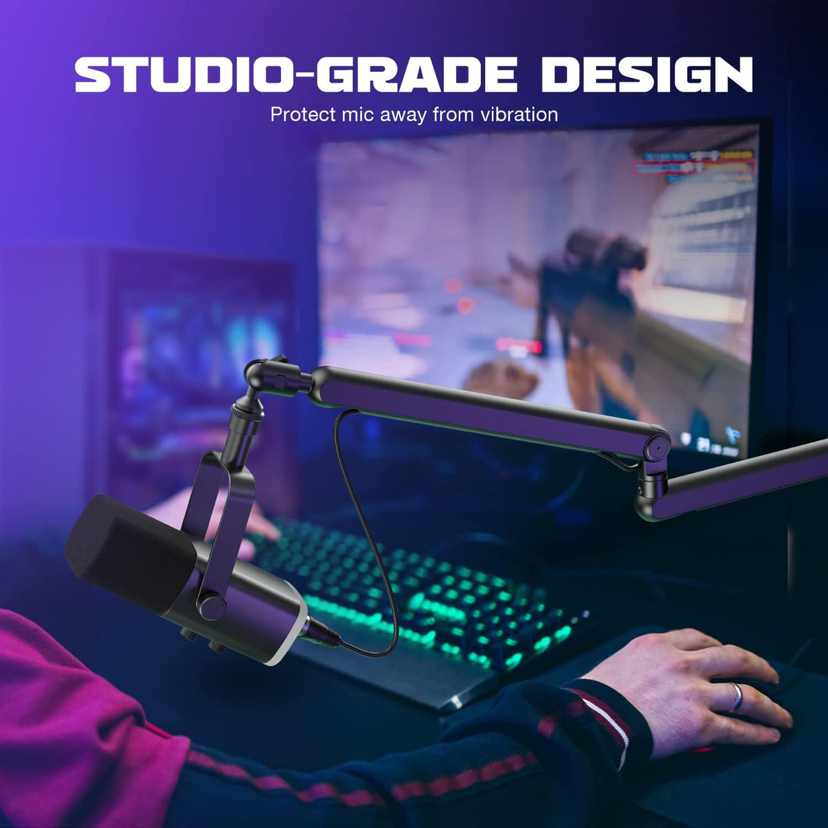 BM88 Low Profile Microphone Boom Arm Stand for Gaming Streaming