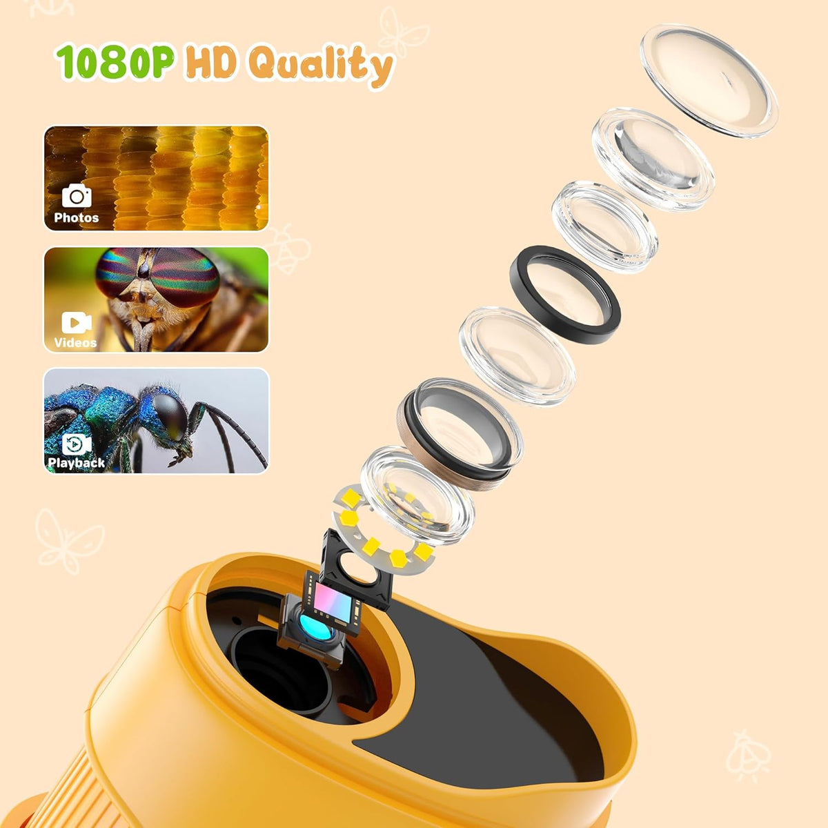 1000X Handheld Digital Microscope for Kids: Pocket Microscope with 2.0" IPS Screen - STEM Toys Birthday Gifts for Girls Boys Child - Portable Edu Science Kits Toddler Age 3-6 6-12