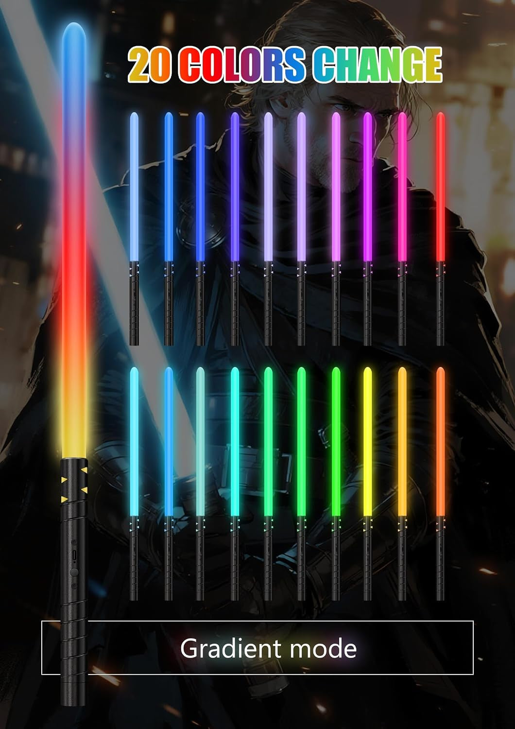 Lightsaber, Light Saber for Kids, 20 RGB Colors, 4 FX Sound Modes