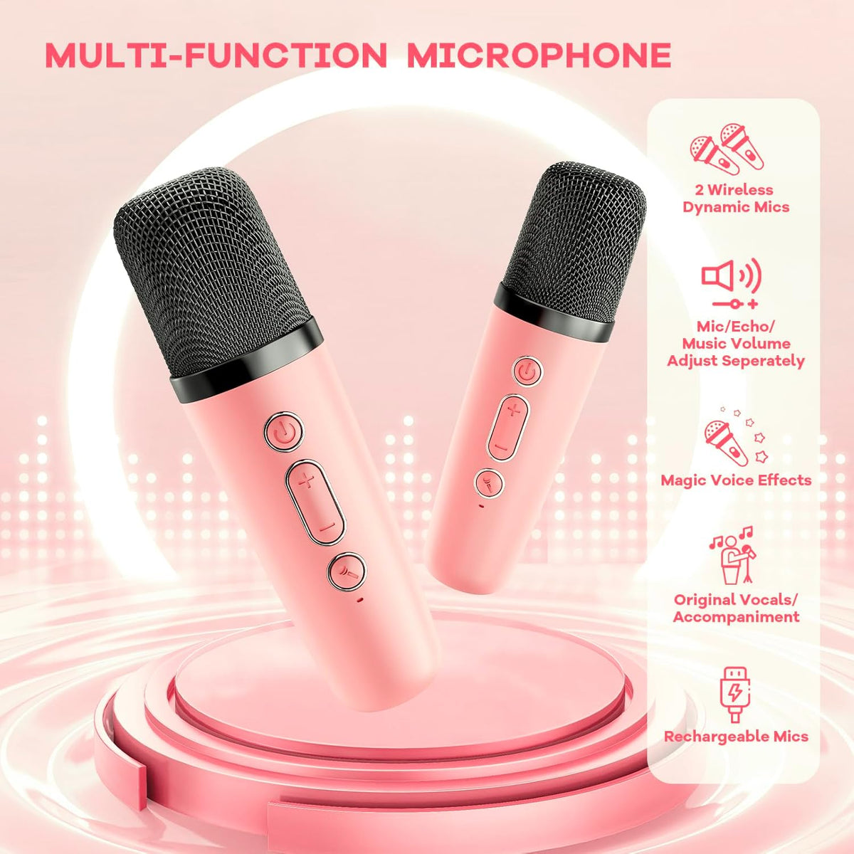 Karaoke Machine for Kids Adults, Birthday Gifts for Girls 3-12 Year Old