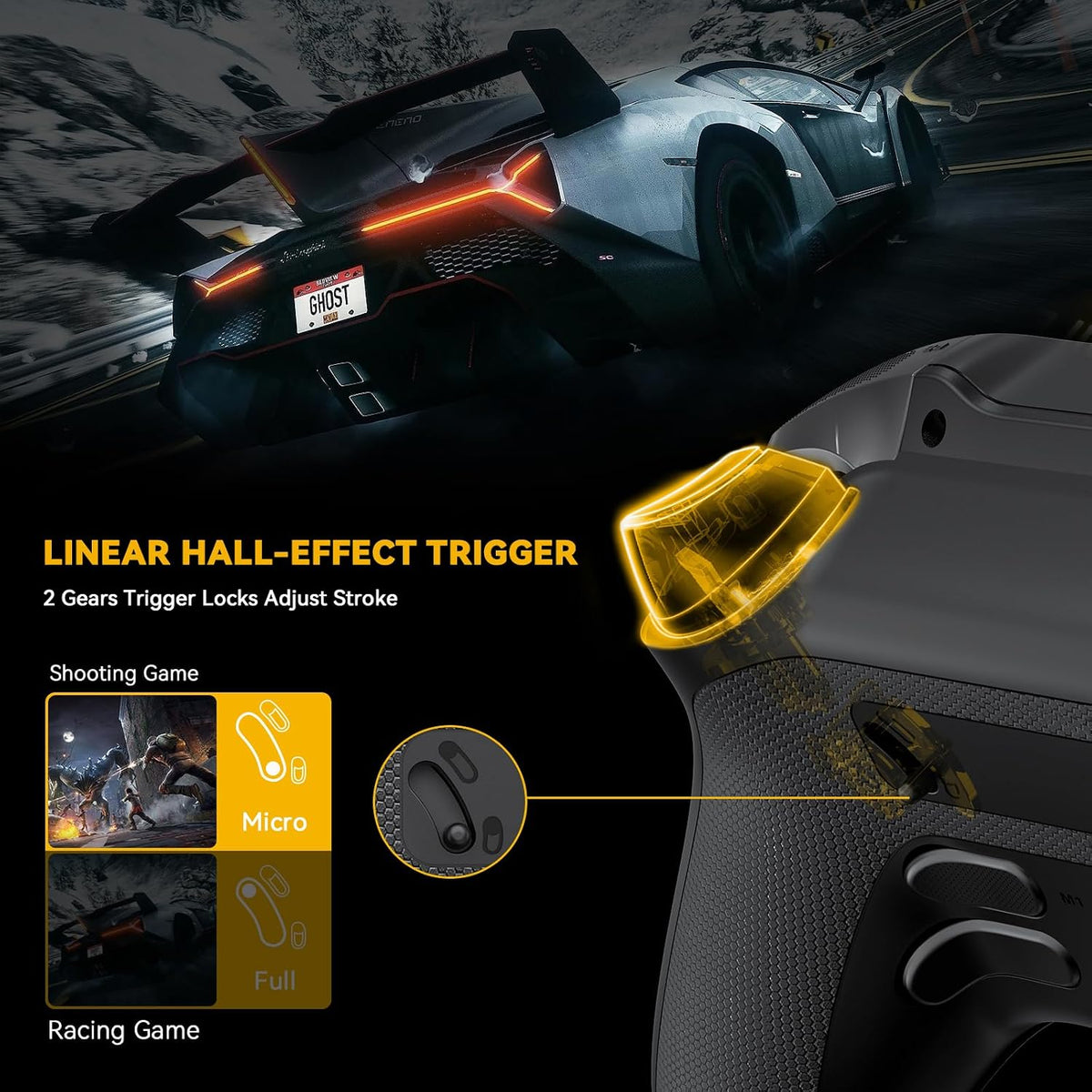 one Interactive Screen Wireless Gaming Controller (Black)