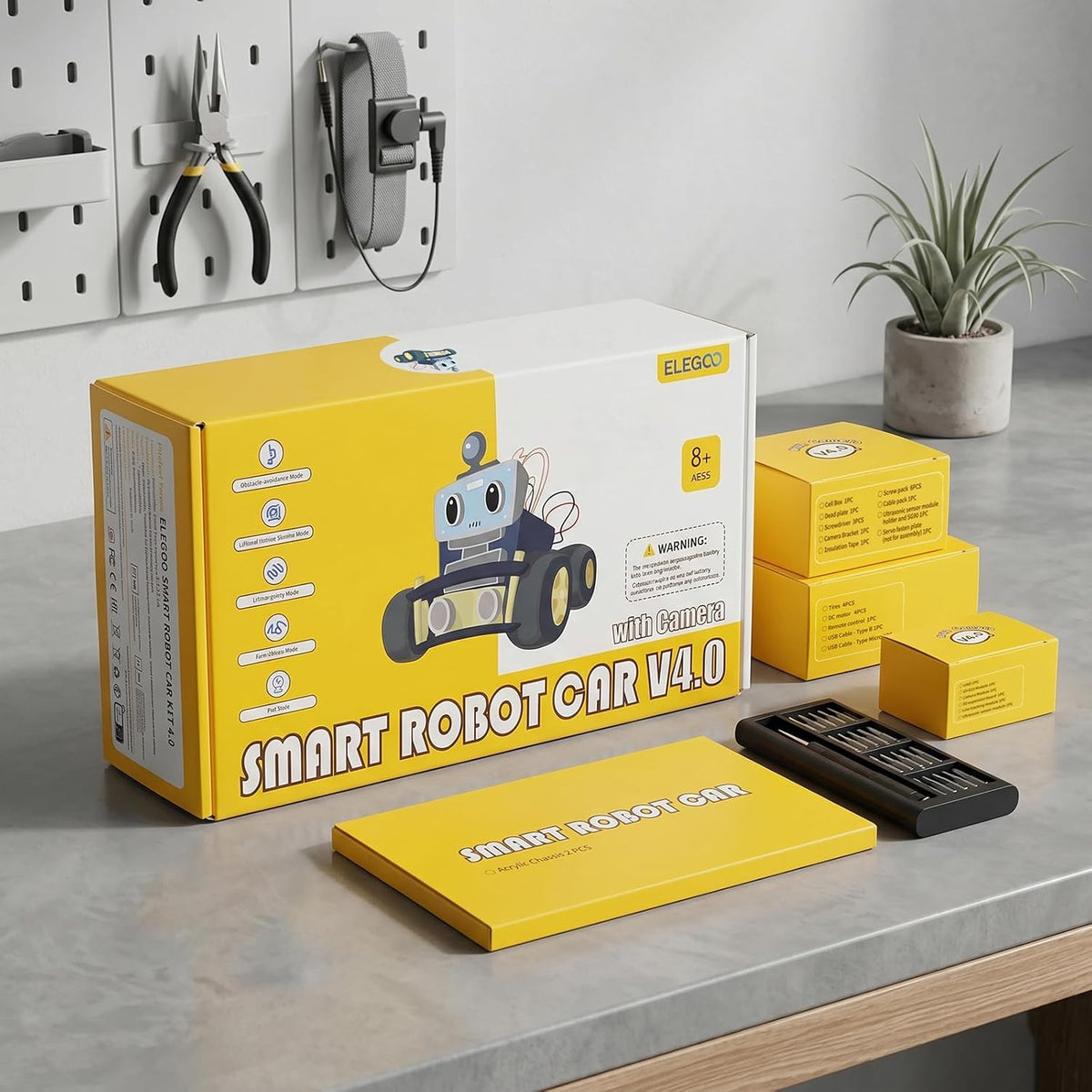 UNO R3 Smart Robot Car Kit V4 with Camera, Compatible with Arduino