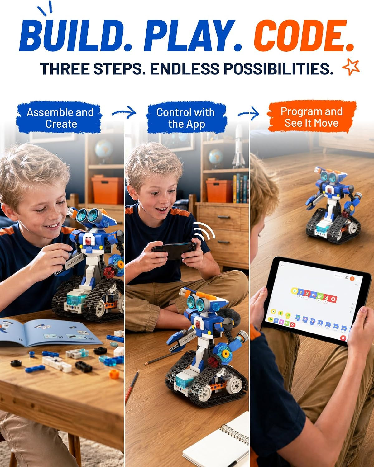 STEM Coding Robot Toy 6-In-1 Building Kit for Boys 8-12 480 Blocks