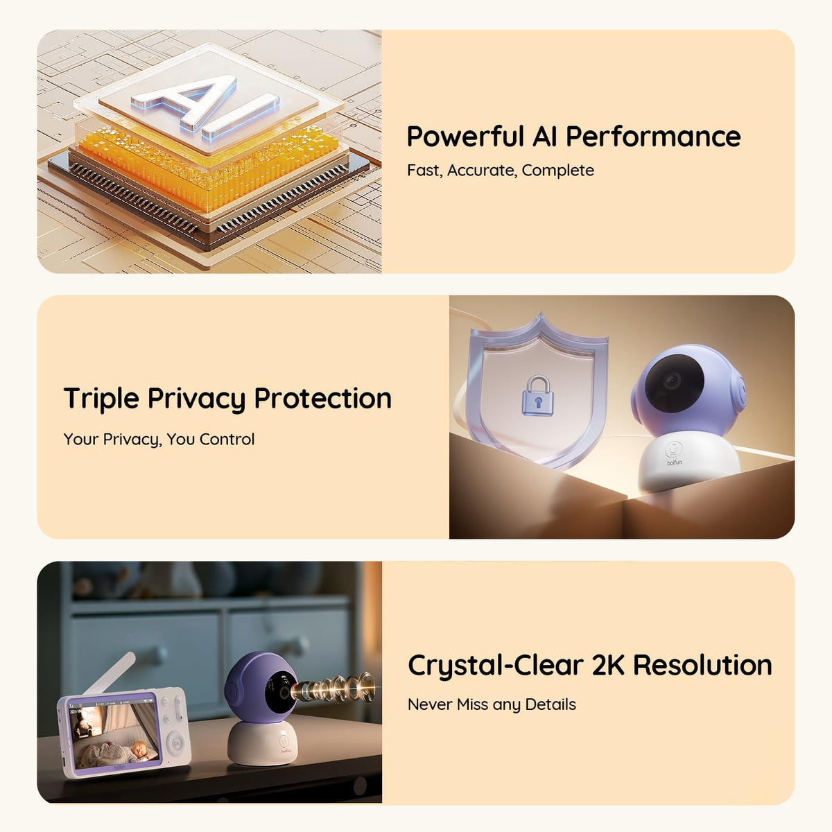 2K Wifi Baby Monitor with App, 5" Night Vision, Safe Encrypted, 2026
