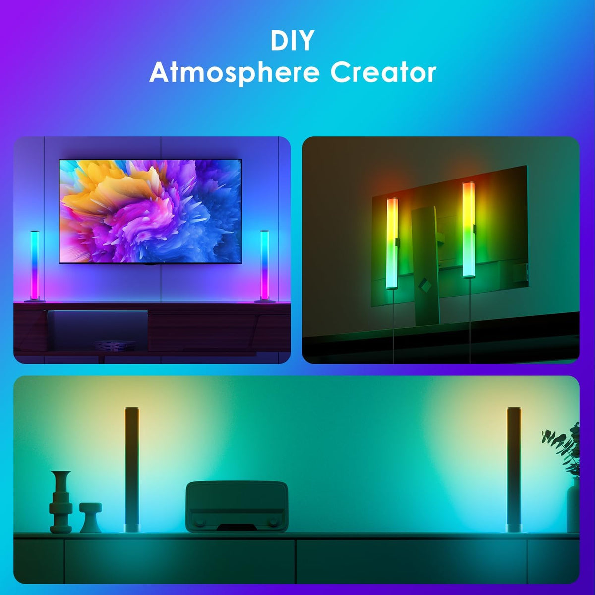 RGB Light Bar, Smart LED 3 Controls Music Sync 213 Modes USB for Room