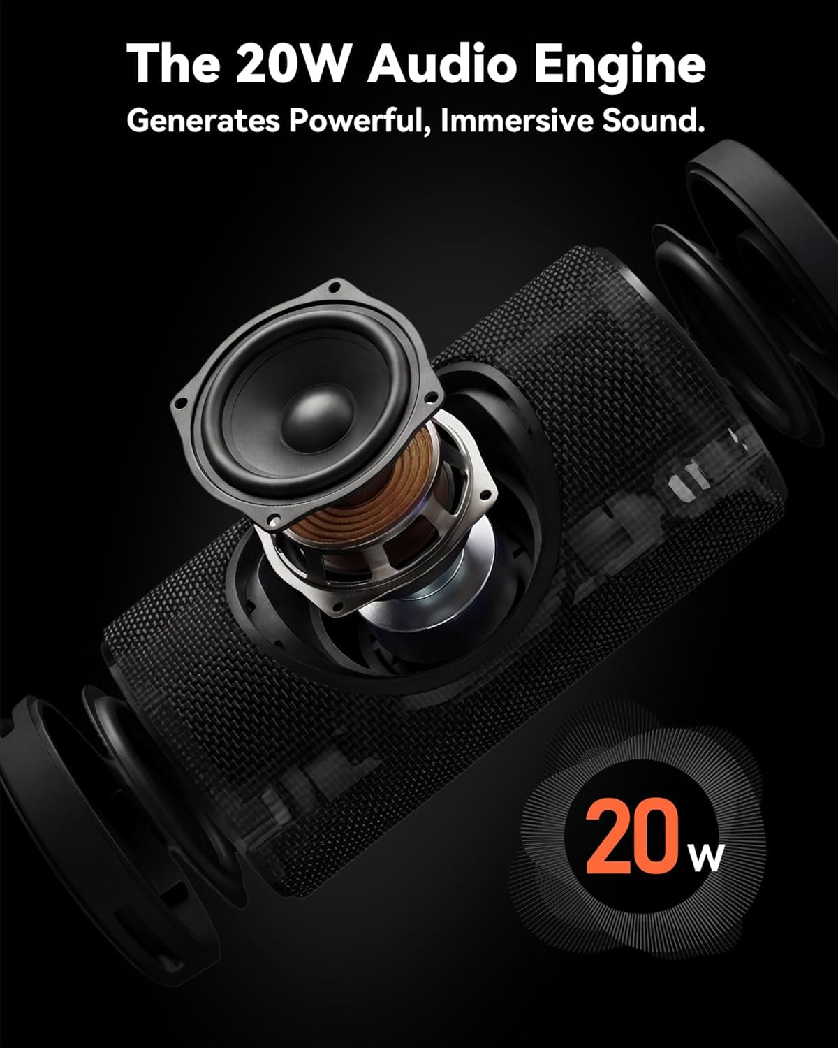 Roar 3 Portable Bluetooth Speaker,Ipx6 Waterproof,20W