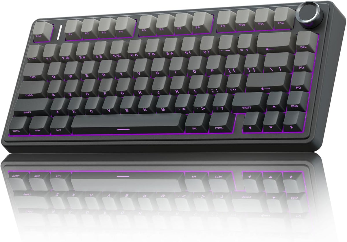 F75 Pro Wireless Mechanical Keyboard,75% Hot Swappable Custom Keyboard with Knob,Rgb Backlit,Pre-Lubed Reaper Switches,Side Printed PBT Keycaps,2.4Ghz/Usb-C/Bt5.0 Mechanical Gaming Keyboards