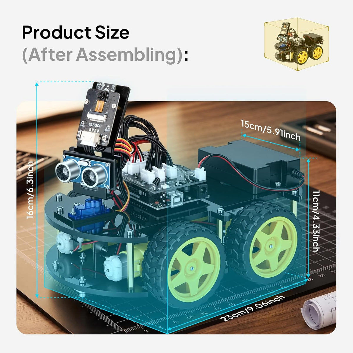 UNO R3 Smart Robot Car Kit V4 with Camera, Compatible with Arduino