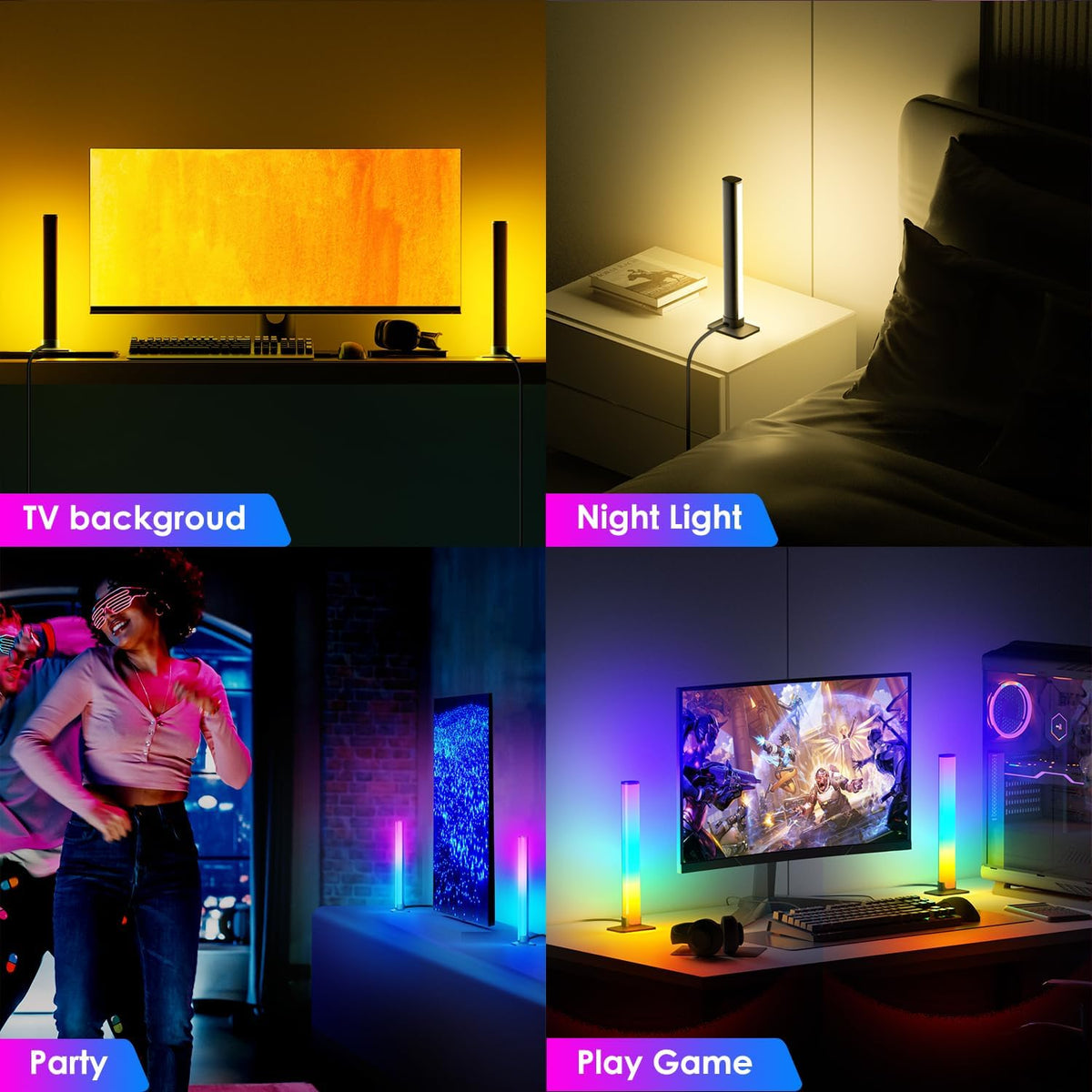 RGB Light Bar, Smart LED 3 Controls Music Sync 213 Modes USB for Room