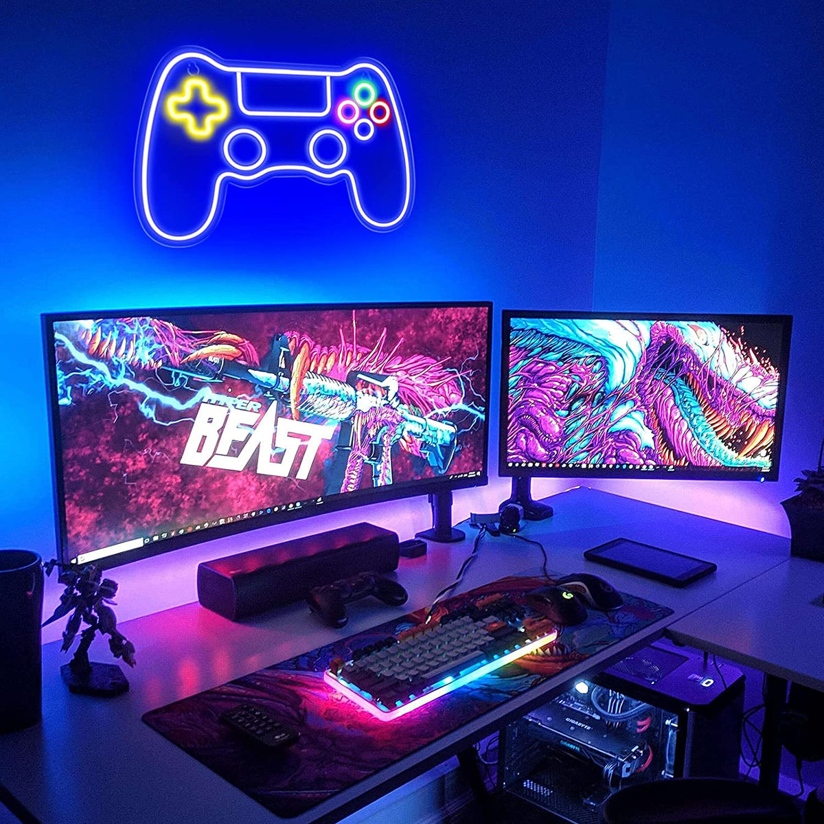 Gamer Neon Sign, Game Controller LED Sign for Gaming Room Decor - Game Neon Sign for Teen Boy Room Decor - Best Gamer Gifts for Boys, Kids
