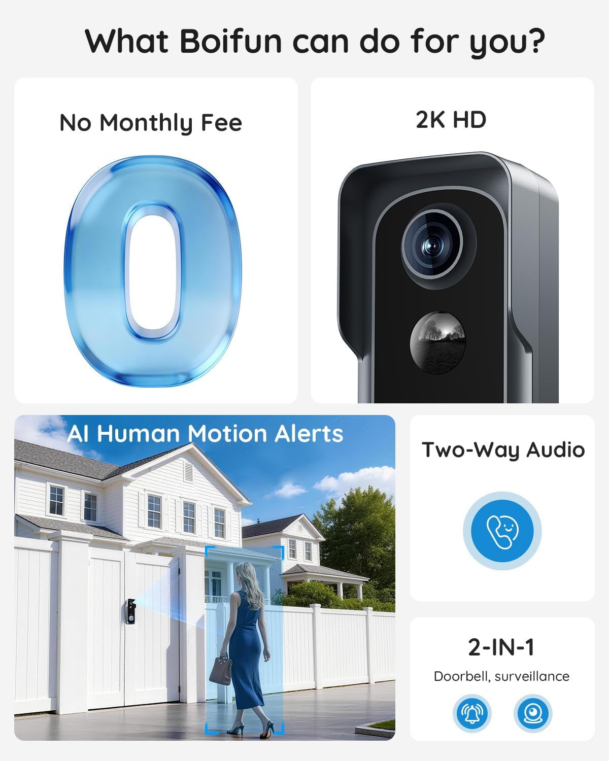 Video Doorbell Camera Wireless – No Subscription Required, 2K HD