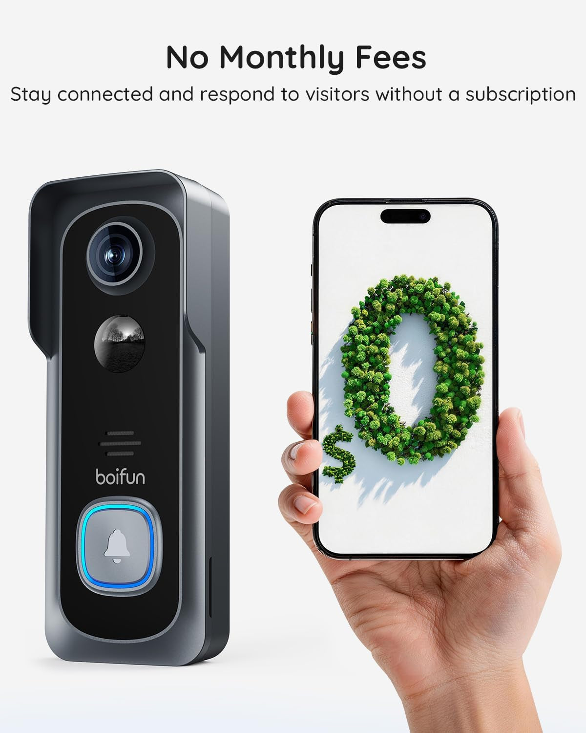 Video Doorbell Camera Wireless – No Subscription Required, 2K HD