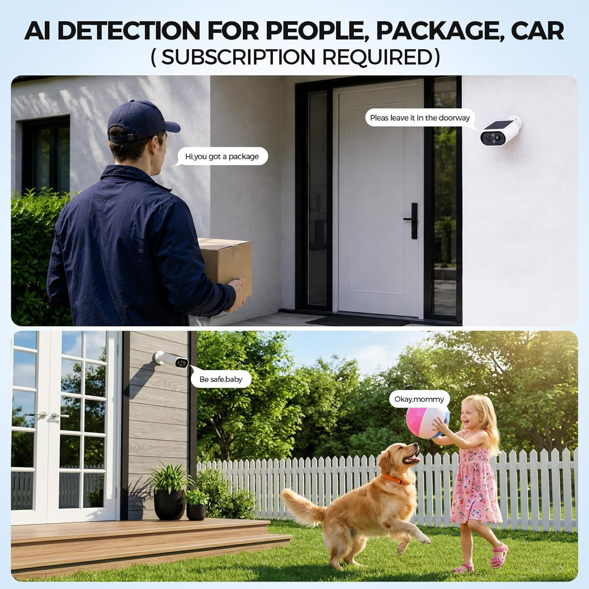 Solar Security Cameras Wireless Outdoor - 2K Night Color Vision Cameras for Home Security, AI Motion Detection, 360° View, Spotlight, 2-Way Audio, Siren, IP67 Waterproof, Sd/Cloud Storage