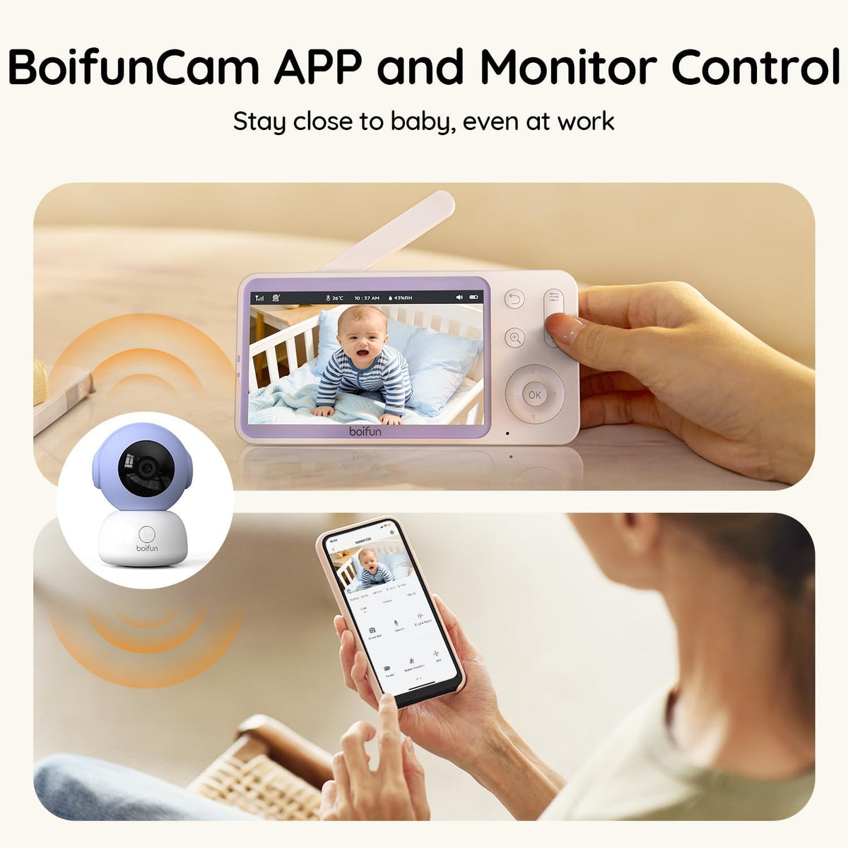 2K Wifi Baby Monitor with App, 5" Night Vision, Safe Encrypted, 2026