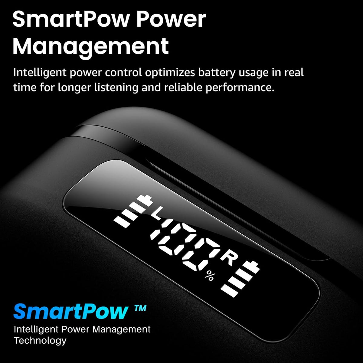 NC9 Hybrid Active Noise Cancelling Wireless Earbuds, 60H, LED Display