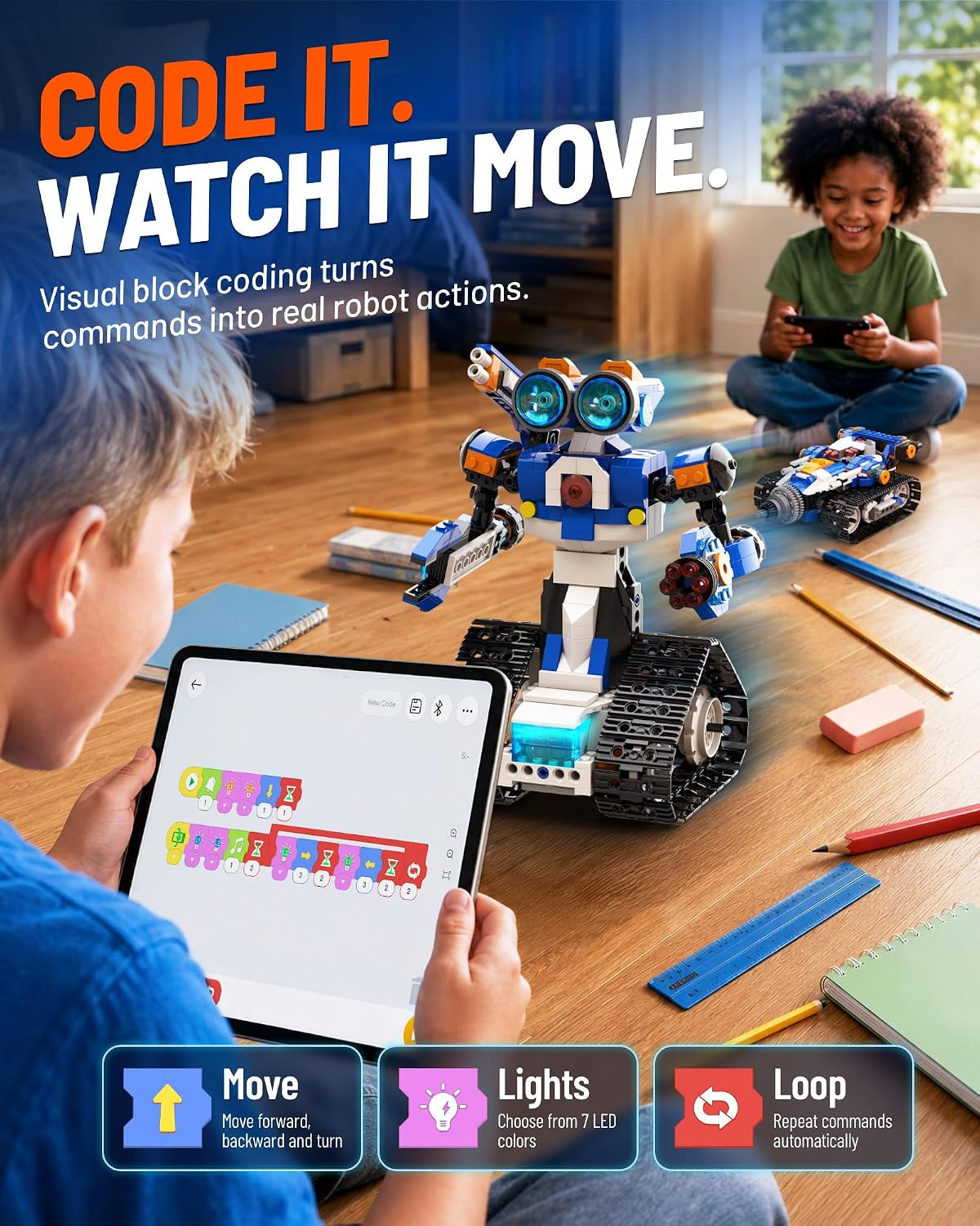 STEM Coding Robot Toy 6-In-1 Building Kit for Boys 8-12 480 Blocks