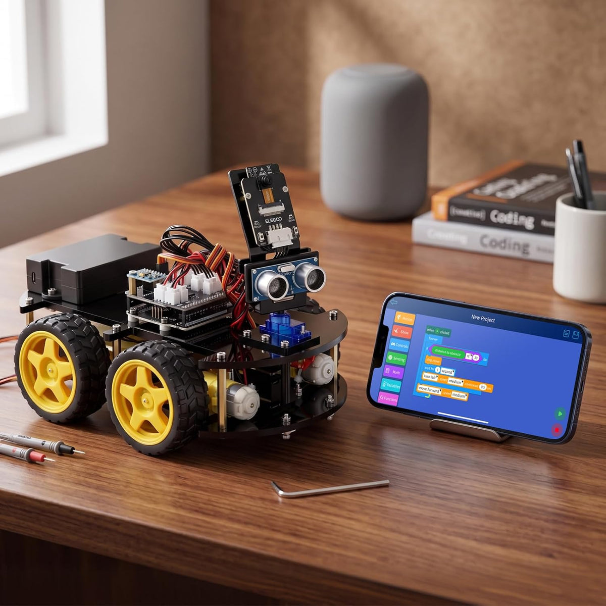 UNO R3 Smart Robot Car Kit V4 with Camera, Compatible with Arduino