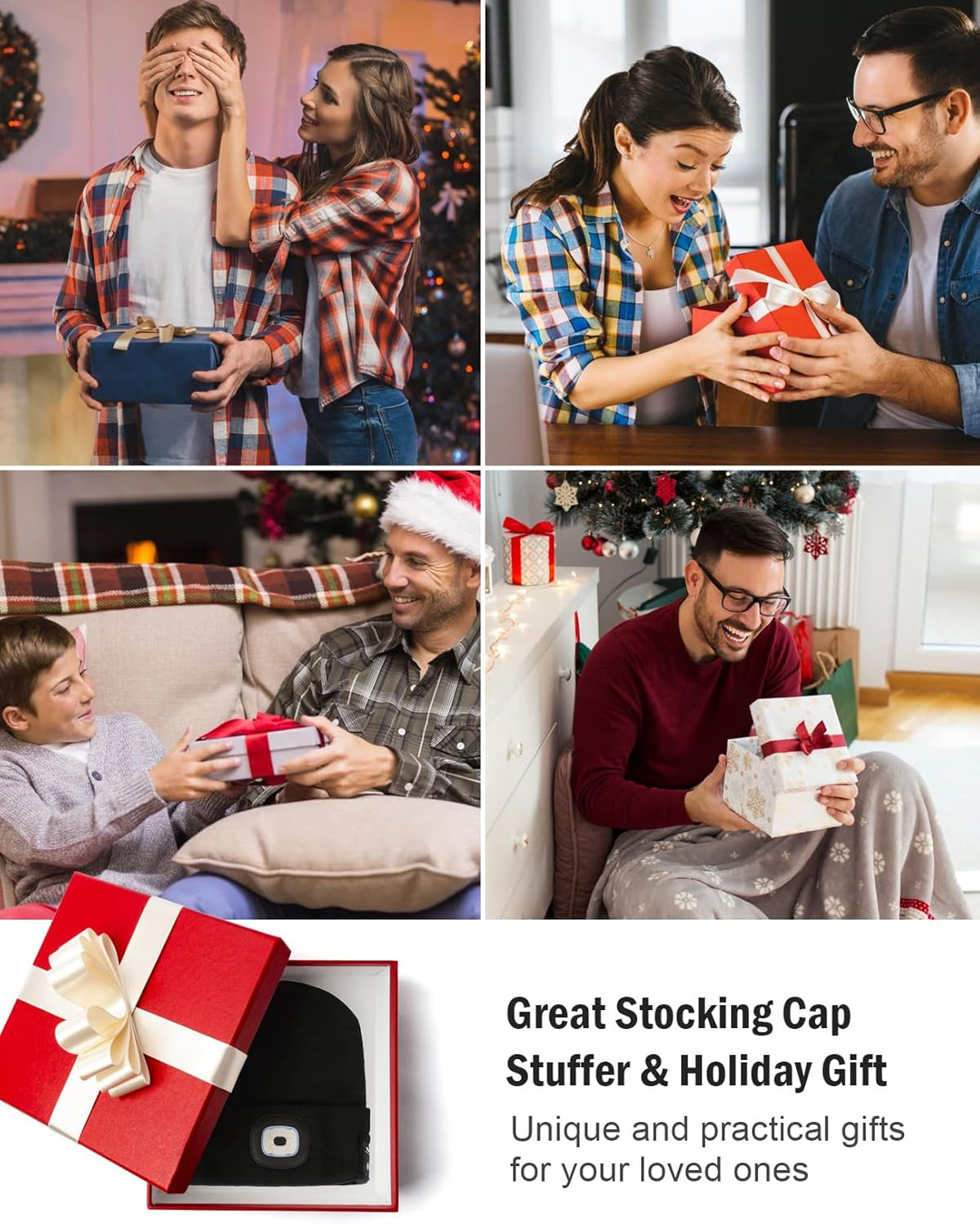 Bluetooth Beanie with LED Light and Headphones, Christmas Tech Gifts