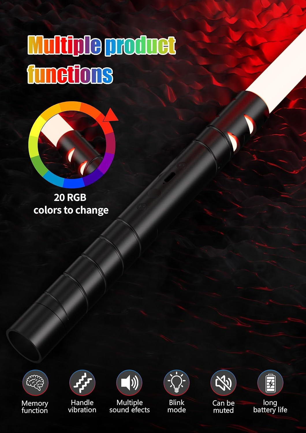 Lightsaber, Light Saber for Kids, 20 RGB Colors, 4 FX Sound Modes