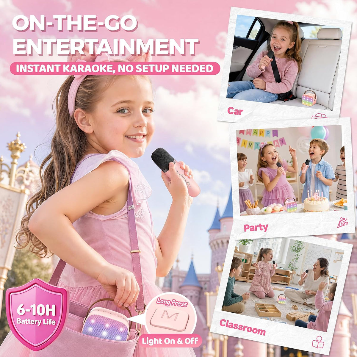 Karaoke Machine for Kids Adults, Birthday Gifts for Girls 3-12 Year Old