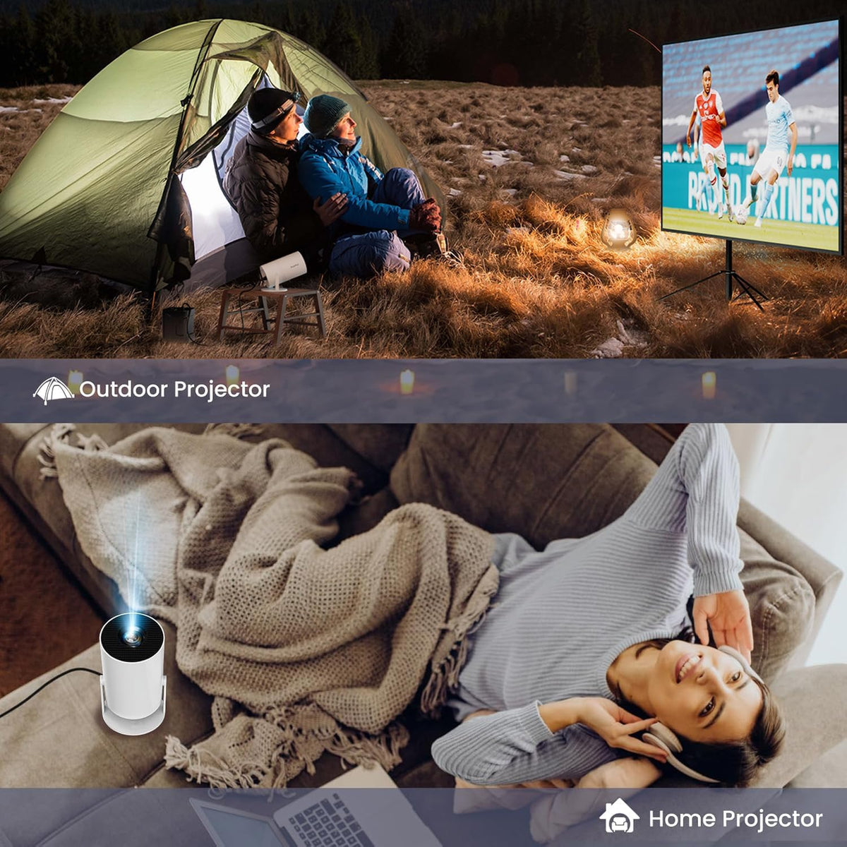 Mini Projector, Portable Smart Projector 4K Wifi 6 BT 5.4 [Built-In App]