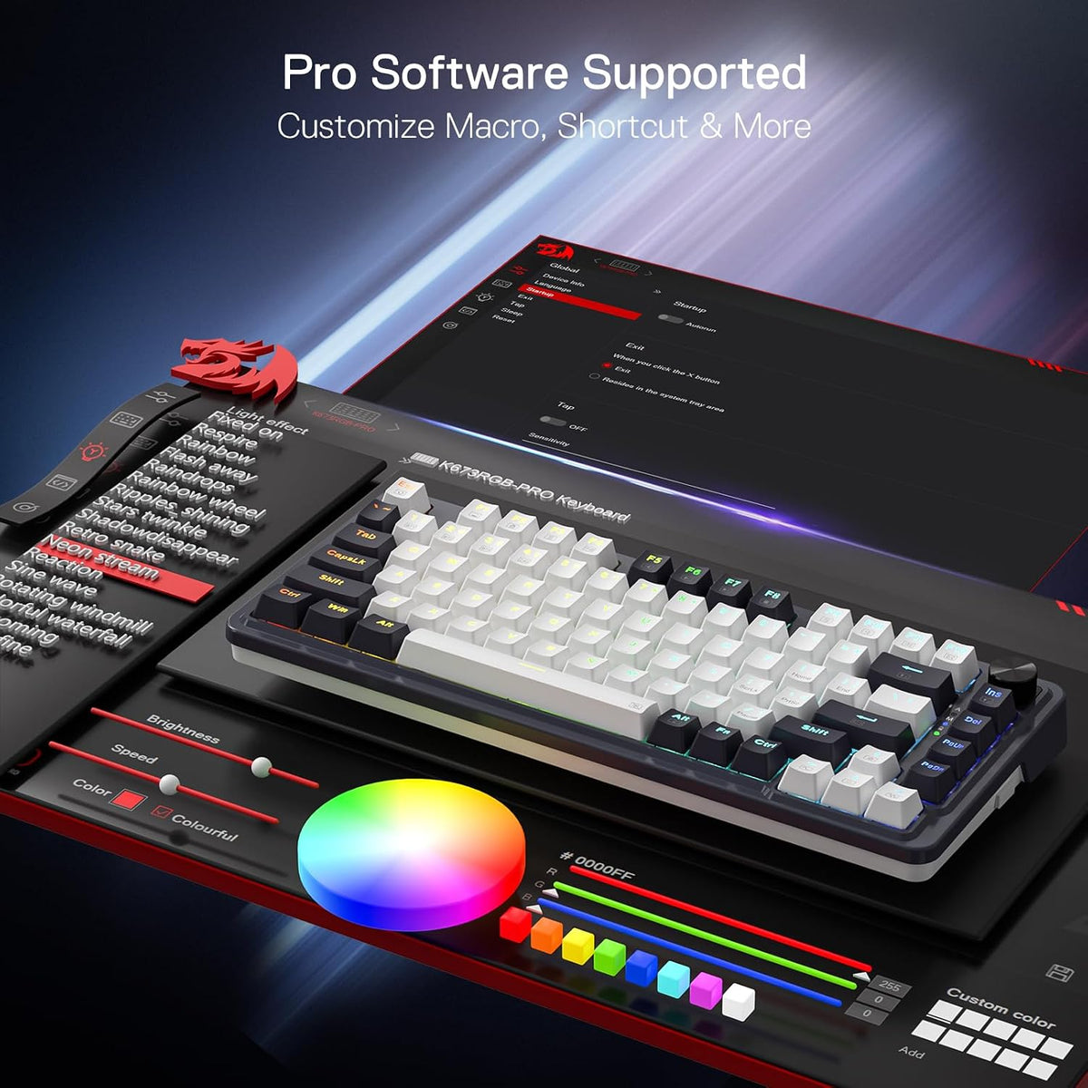 K673 PRO Wireless 81-Key RGB Gasket Gaming Keyboard, Scroll Knob
