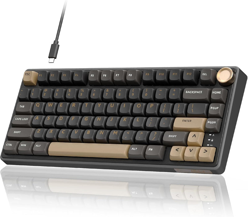 R75 Wired Mechanical Keyboard with Volume Knob, 75% Mechanical Gaming Keyboard Gasket Mount, Hot Swappable Silver Switch, MDA Profile PBT Keycaps, Creamy Keyboards, Black