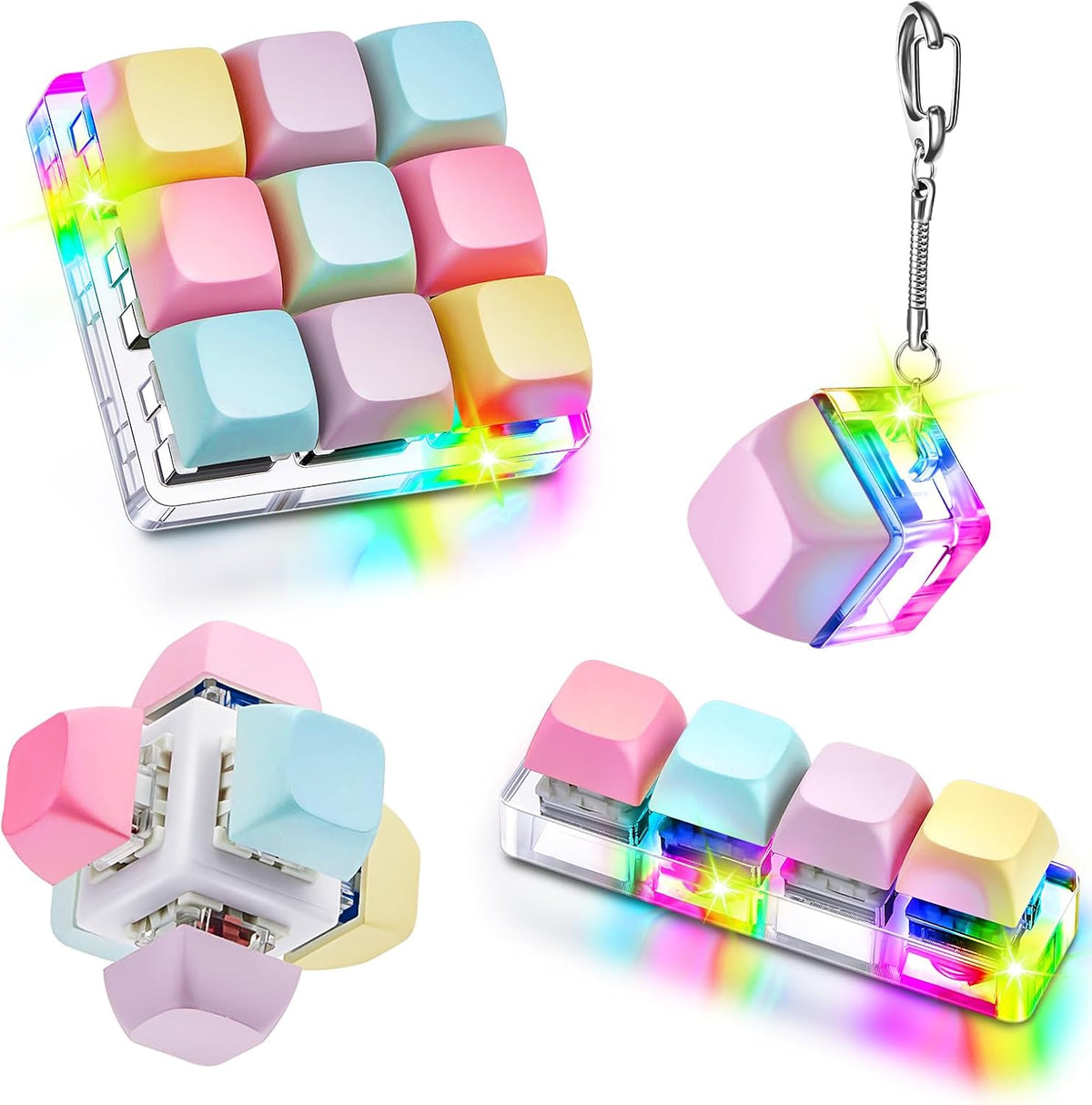 4 Pcs Keyboard Fidget Toy, Macaron Color, Cute
