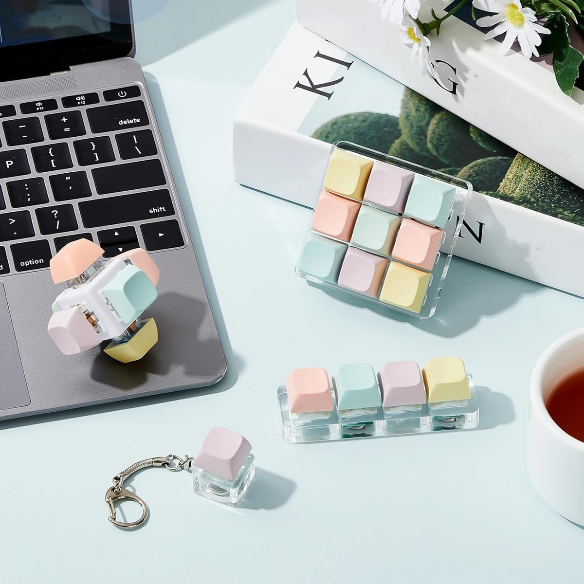 4 Pcs Keyboard Fidget Toy, Macaron Color, Cute