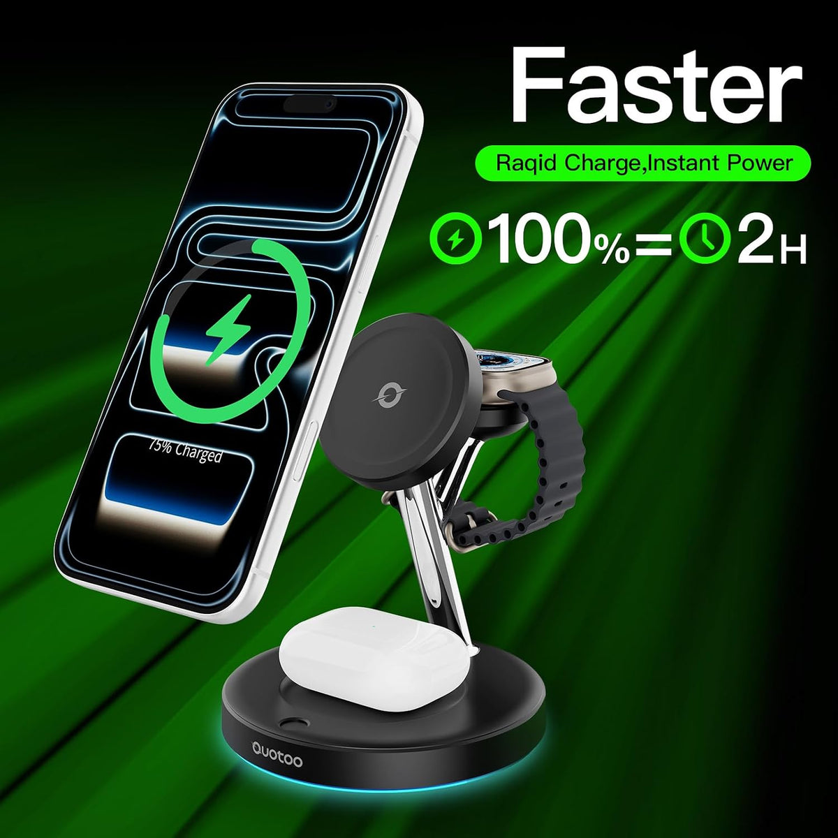 3-in-1 MagSafe Wireless Charger Stand for iPhone view 2