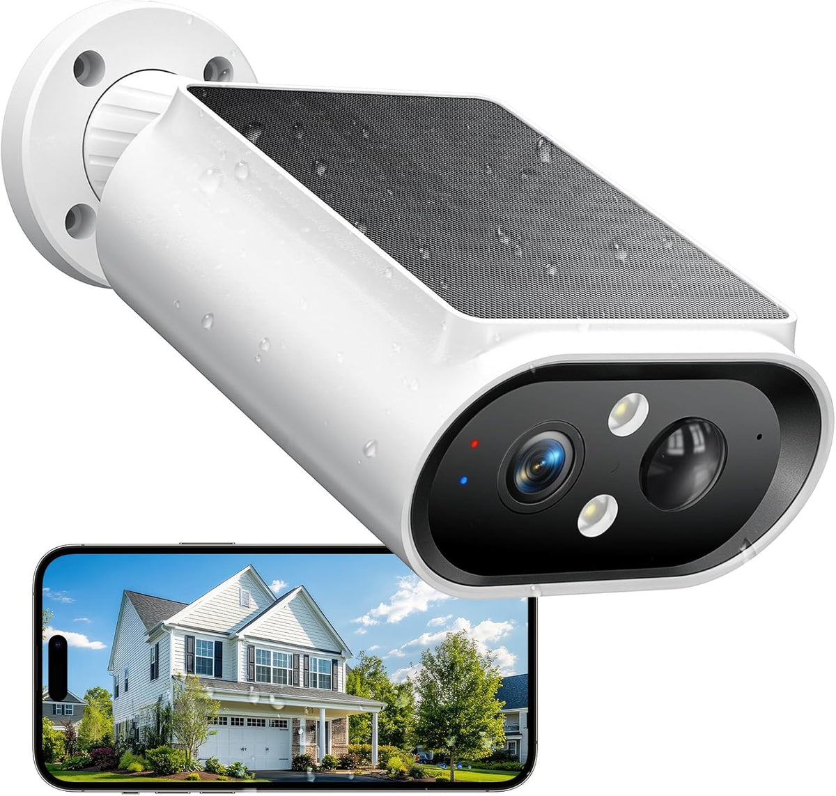 Solar Security Cameras Wireless Outdoor - 2K Night Color Vision Cameras for Home Security, AI Motion Detection, 360° View, Spotlight, 2-Way Audio, Siren, IP67 Waterproof, Sd/Cloud Storage