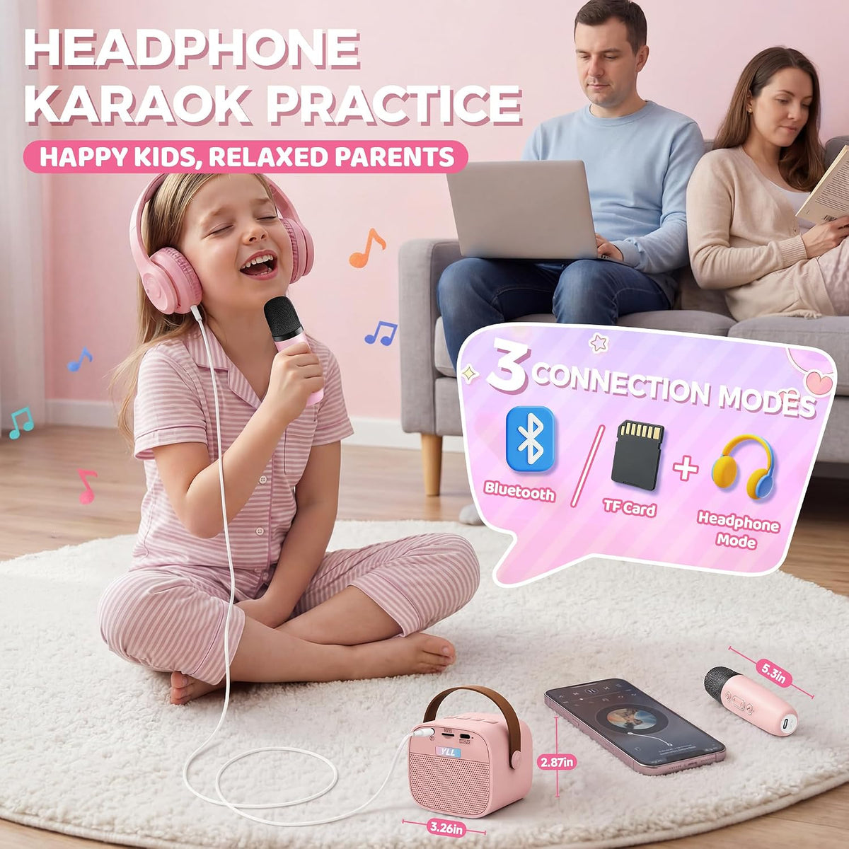 Karaoke Machine for Kids Adults, Birthday Gifts for Girls 3-12 Year Old