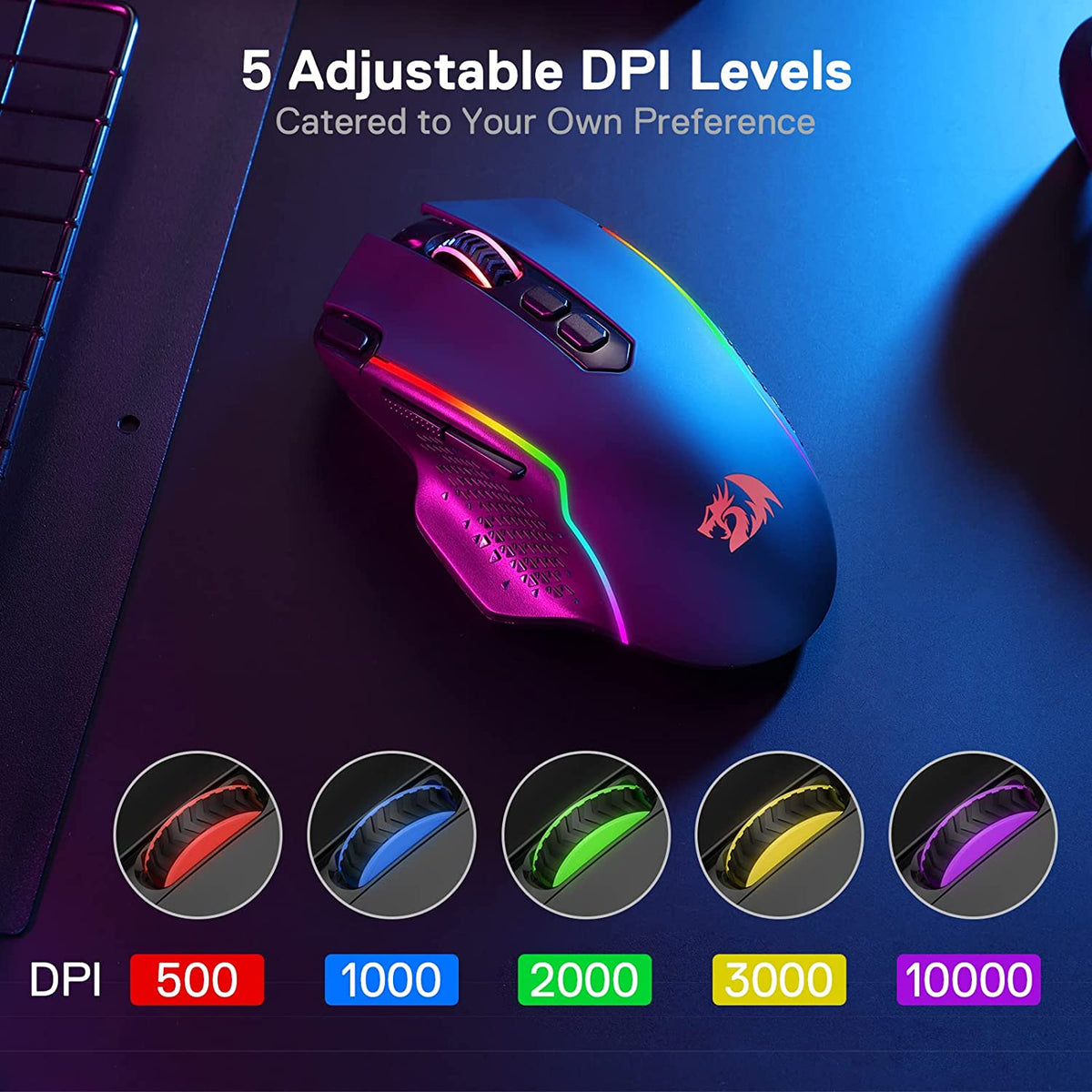 M810 PRO Wireless RGB Gaming Mouse 10000 DPI Remapping Keys
