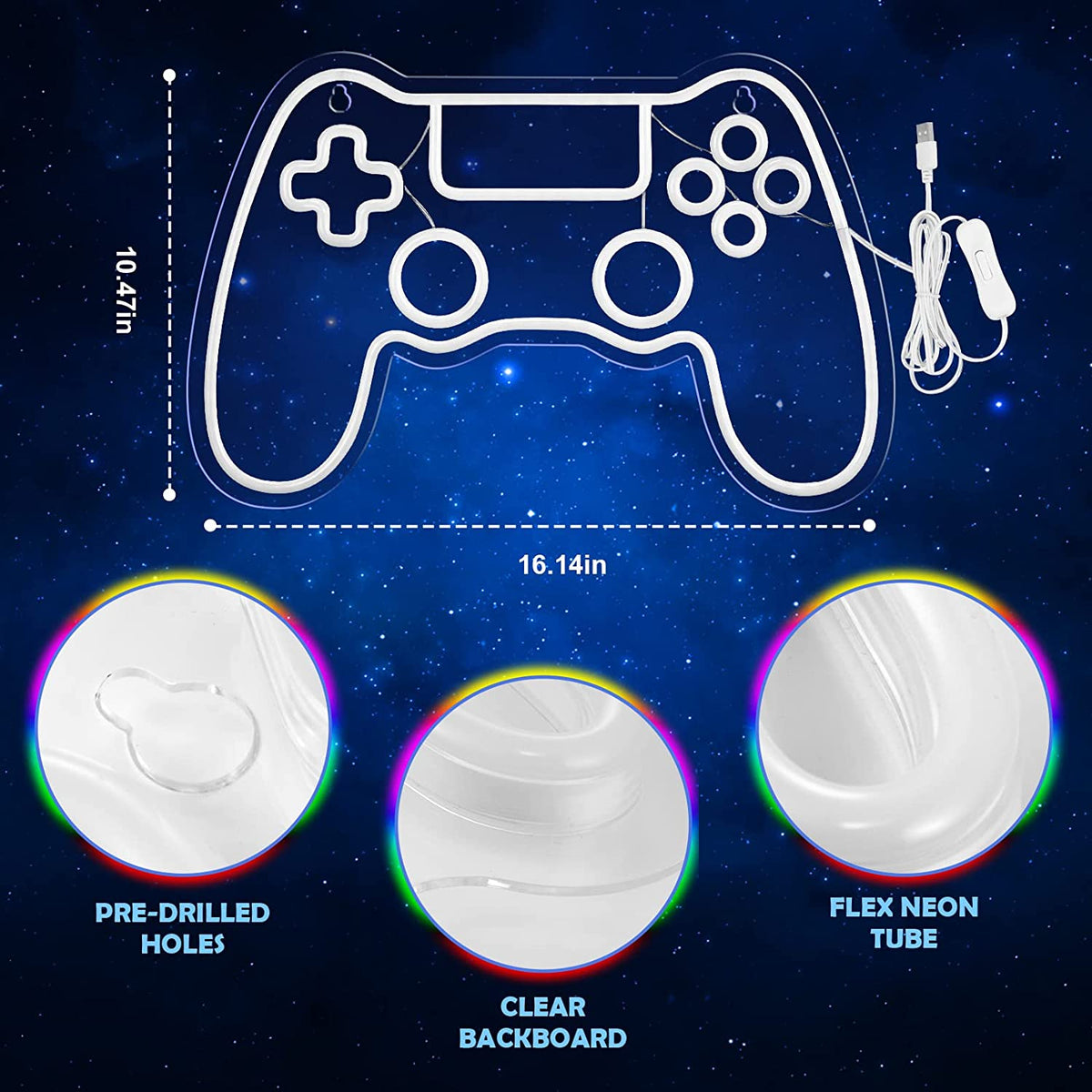 Gamer Neon Sign, Game Controller LED Sign for Gaming Room Decor - Game Neon Sign for Teen Boy Room Decor - Best Gamer Gifts for Boys, Kids