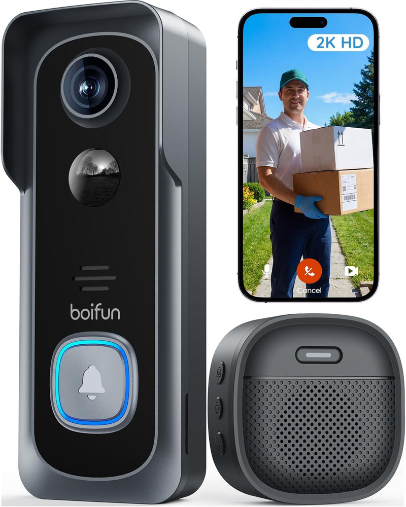 Video Doorbell Camera Wireless – No Subscription Required, 2K HD