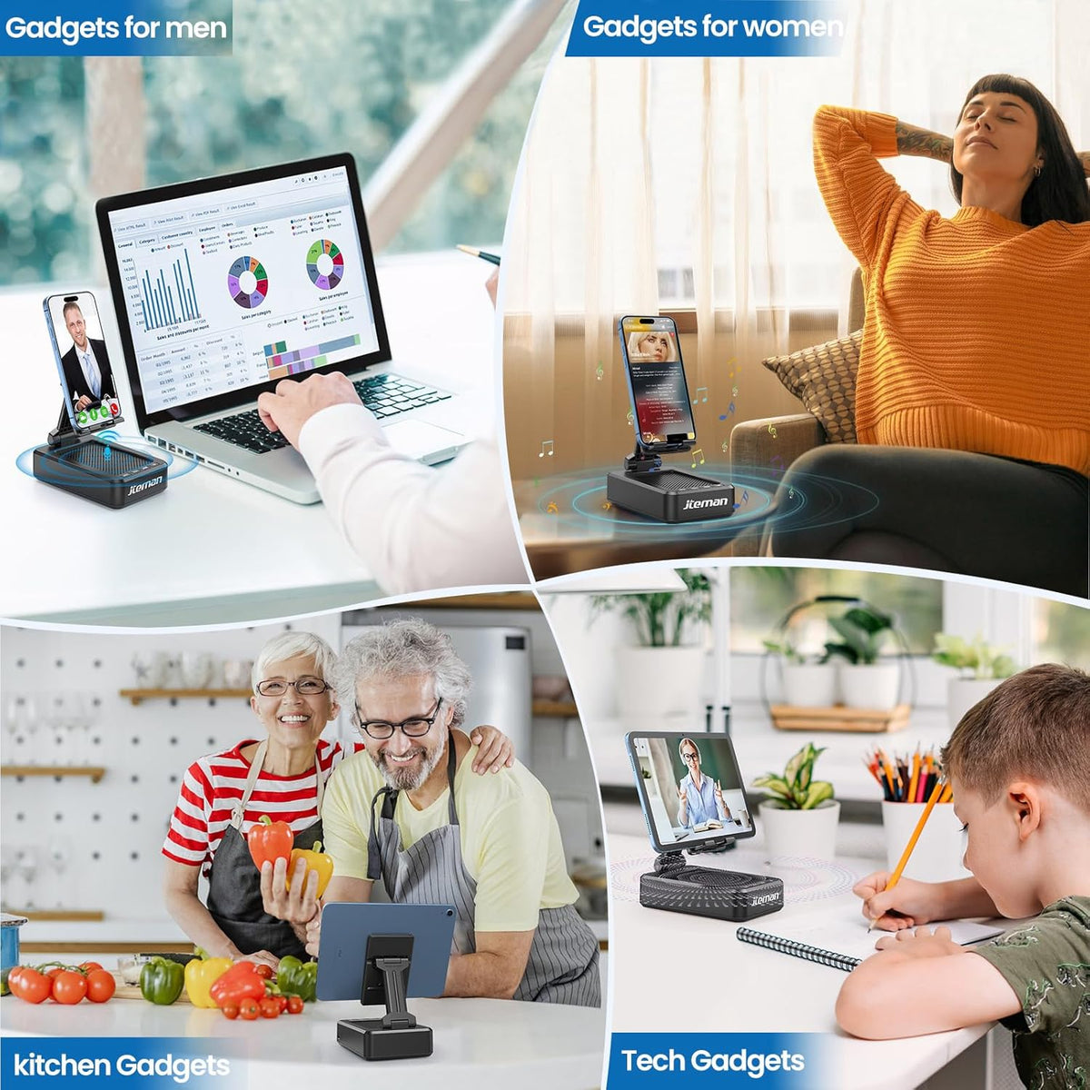 Cell Phone Stand with Bluetooth Speaker,Birthday Gifts for Men Women