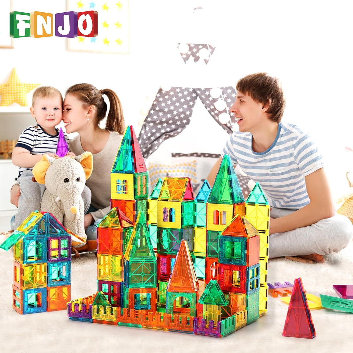Magnetic Tiles, 110PCS Magnet Building Blocks STEM Toy for Kids