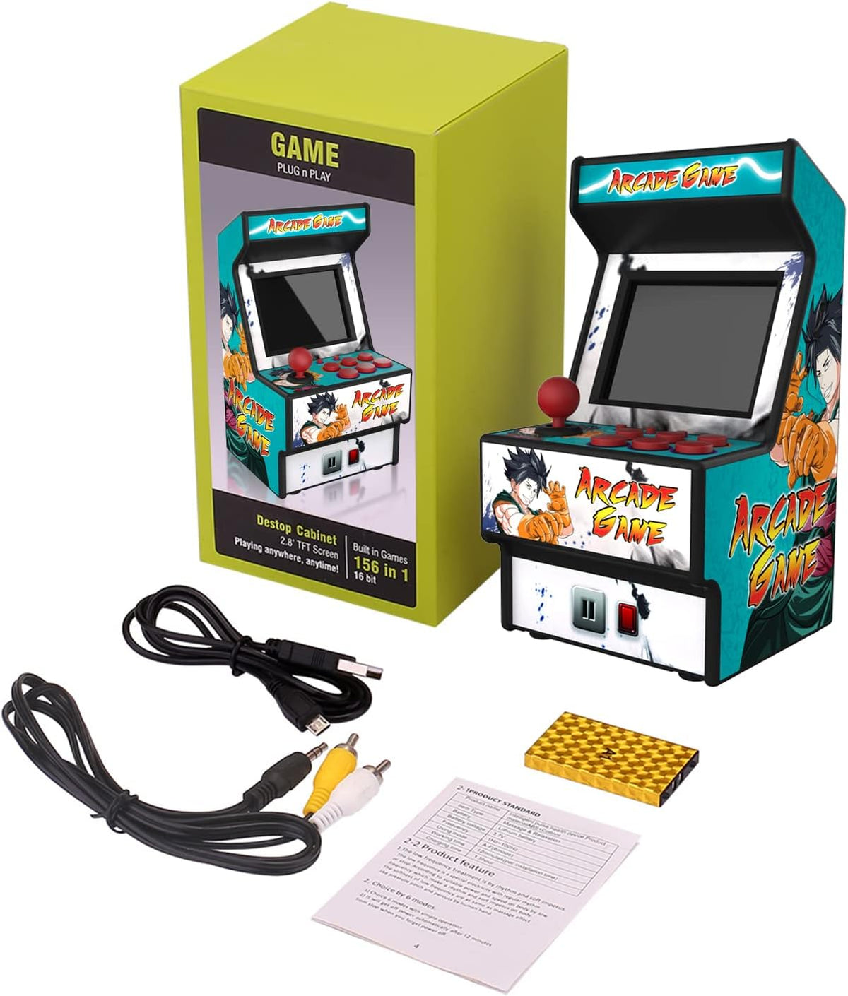 Mini Arcade Machine, Built in 156 Classic Retro Games, 2.8 Inch Screen