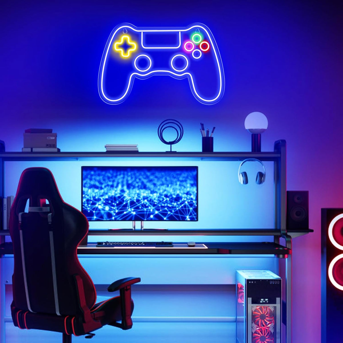 Gamer Neon Sign, Game Controller LED Sign for Gaming Room Decor - Game Neon Sign for Teen Boy Room Decor - Best Gamer Gifts for Boys, Kids
