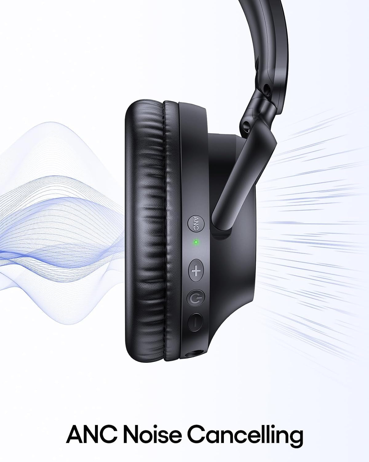 Hybrid Active Noise Cancelling Headphones 100H Playtime Wireless over Ear Bluetooth Headphone with Fast Charging Hi-Res Audio Comfort Earcups Headsets for Travel Home Office Phone PC Black