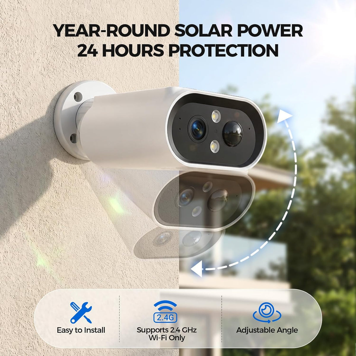 Solar Security Cameras Wireless Outdoor - 2K Night Color Vision Cameras for Home Security, AI Motion Detection, 360° View, Spotlight, 2-Way Audio, Siren, IP67 Waterproof, Sd/Cloud Storage