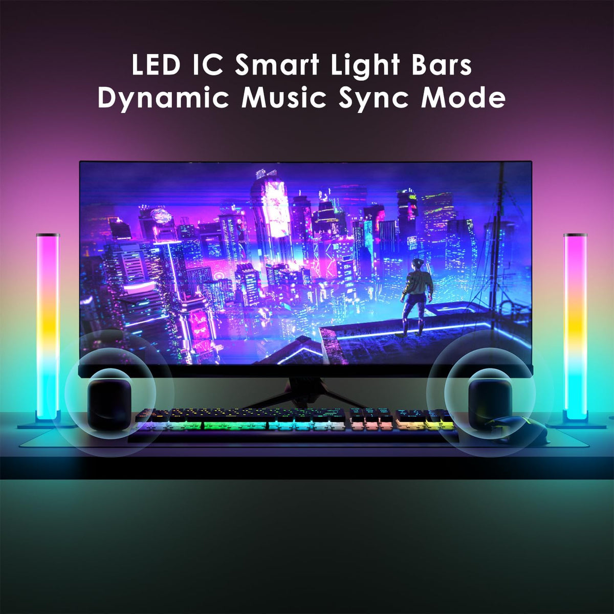 RGB Light Bar, Smart LED 3 Controls Music Sync 213 Modes USB for Room