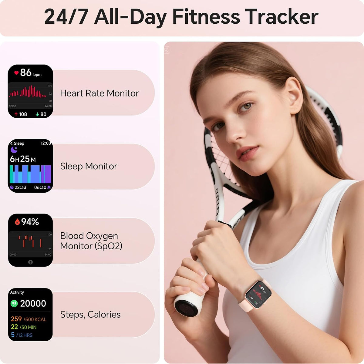 Smart Watches for Women Men, 1.85" Smart Watch Compatible Iphone/Samsung/Android (Answer/Make), Fitness Tracker with Heart Rate/Sleep Monitor, Smartwatch 3ATM Waterproof 120+ Sport Modes, Step Counter